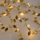 Luzes De Natal Modelo Folhas Douradas
