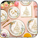 Kit de Talheres para Festa de Natal com 80 Peças - Pratos, Copos e Talheres Descartáveis