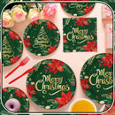 Kit de Talheres para Festa de Natal com 140 Peças - Pratos, Copos e Talheres Descartáveis