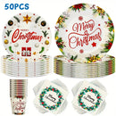 Kit de Talheres para Festa de Natal com 50 Peças - Pratos, Copos  e Guardanapos Descartáveis