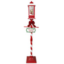 Poste Vermelho/Branco Papai Noel 148cm (Musical e Nevando)