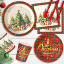 Kit de Talheres para Festa de Natal com 140 Peças - Pratos, Copos e Talheres Descartáveis