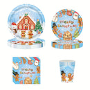 Kit de Talheres para Festa de Natal com 80 Peças - Pratos, Copos Descartáveis