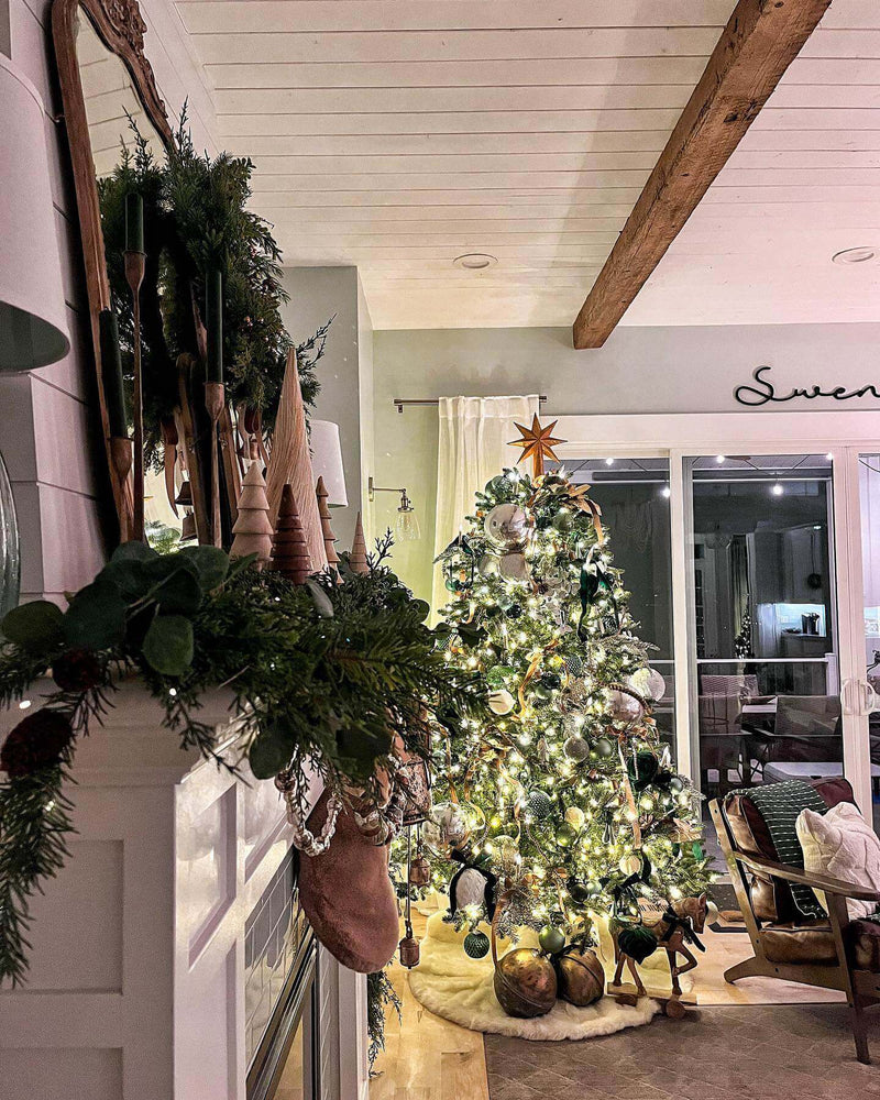 Árvore de Natal Aspen Fir com 1400 Luzes LED Branco Quente e Multicoloridas
