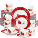 Conjunto de louças Natalino de porcelana com 60 peças - Serviço para 12 Pessoas