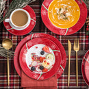 Conjunto de louças Natalino de porcelana com 60 peças - Serviço para 12 Pessoas