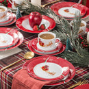 Conjunto de louças Natalino de porcelana com 60 peças - Serviço para 12 Pessoas