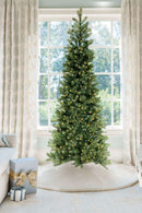 Árvore de Natal Artificial King Douglas Fir Slim com 650 Luzes LED Branco Quente e Multicoloridas