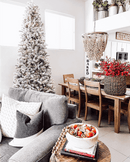 Árvore de Natal Artificial Slim King Flock® de com 650 Luzes LED Branco Quente