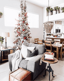 Árvore de Natal Artificial Slim King Flock® de com 650 Luzes LED Branco Quente