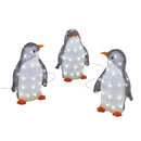 Trio de pinguim acrílico para exterior