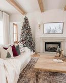 Árvore de Natal Artificial Slim Queen Flock® com 650 Luzes LED Branco Quente