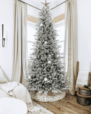 Árvore de Natal Artificial Slim Queen Flock® com 650 Luzes LED Branco Quente