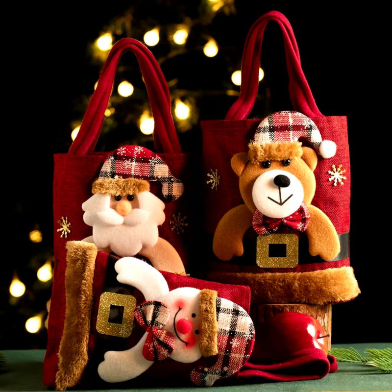 Bolsa De Linho Para Decoração Natal