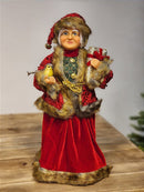 MAMÃE NOEL EM PÉ VERMELHO COM PÁSSARO 45CM