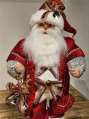 PAPAI NOEL DELUXY VERMELHO COM CÍLIOS e OCULOS 50CM